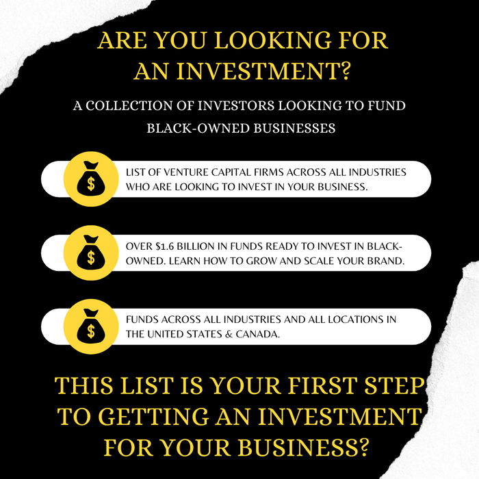 Venture Capital Investors list looking to fund Black Owned Businesses.