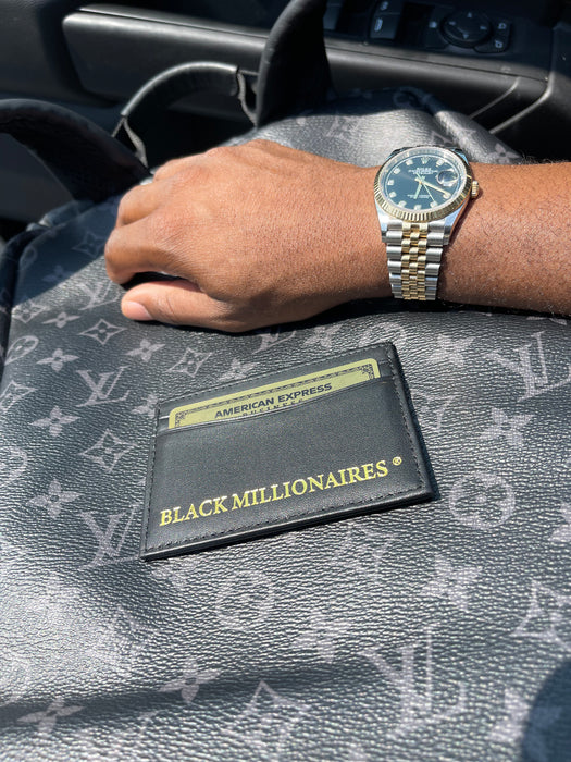 Card Holders - Black Millionaires Leather/Gold